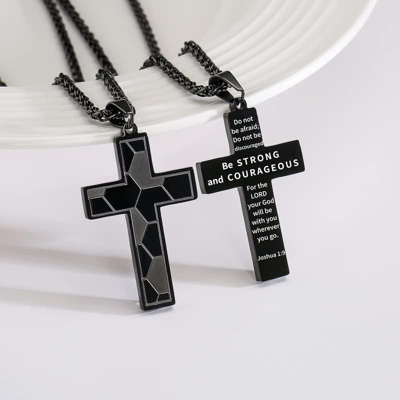 First Communion Soccer Cross Necklace for Boys - Stainless Steel Pendant