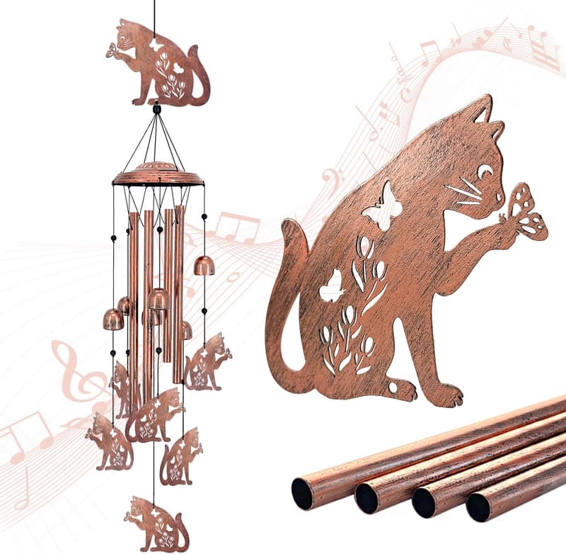 Cat Wind Chimes - Metal Outdoor Decor for Cat Lovers