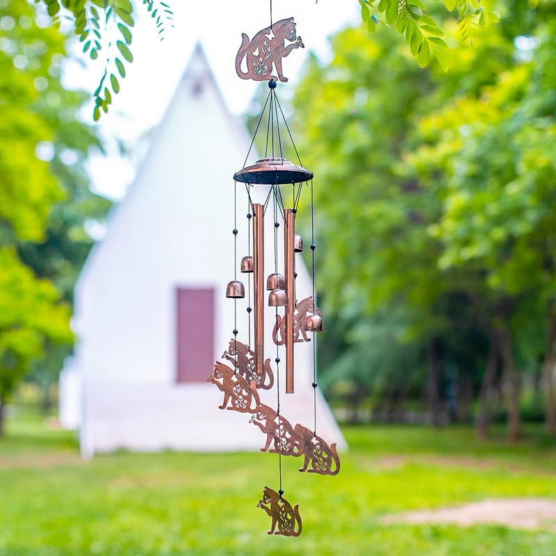 Cat Wind Chimes - Metal Outdoor Decor for Cat Lovers