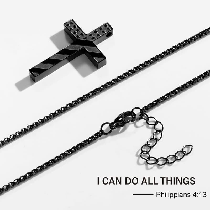Men's Stainless Steel Cross Necklace - Graduation & First Communion Gift