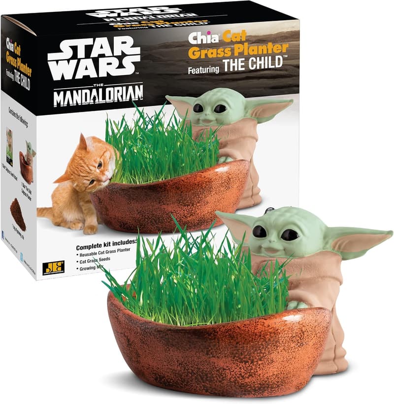 The Mandalorian Cat Grass Planter - Fun Novelty Gift