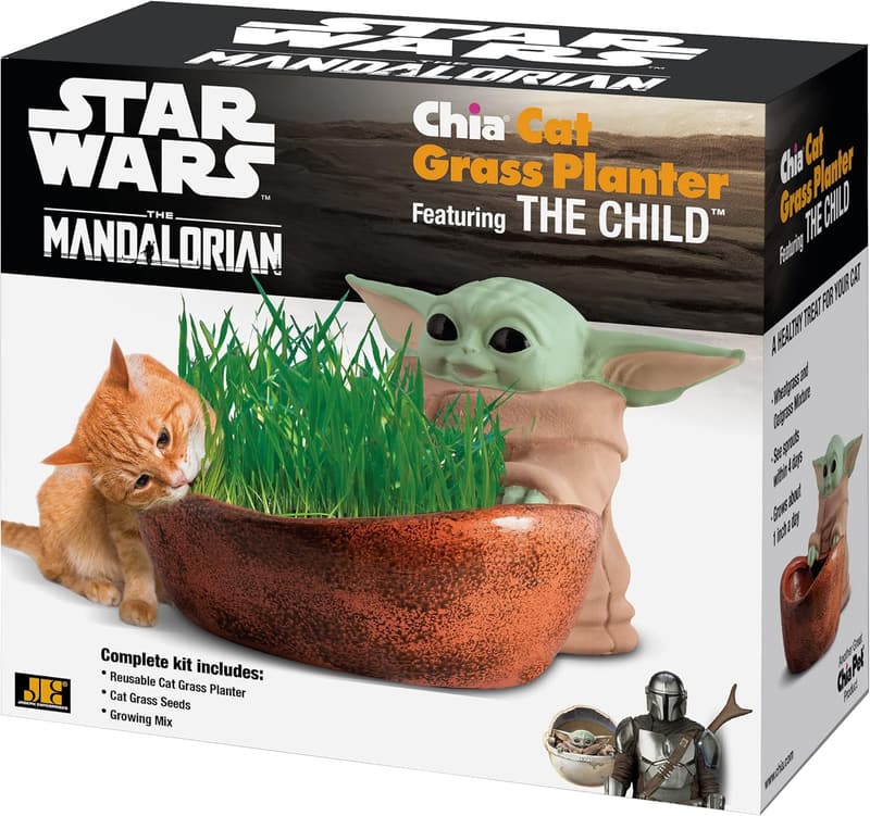 The Mandalorian Cat Grass Planter - Fun Novelty Gift