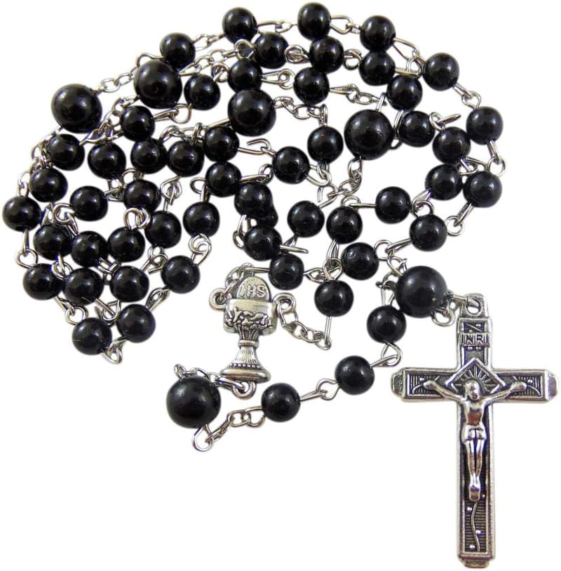 First Communion Rosary Beads with Metal Crucifix & Gift Bag