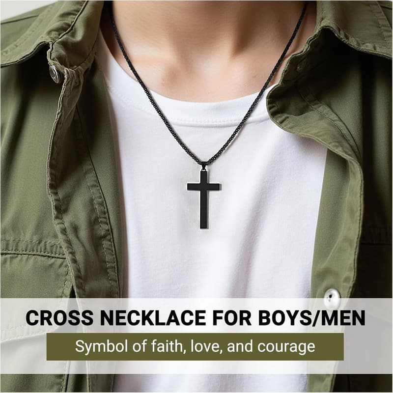 Valentine's Cross Necklace for Men - Gift for Sons & Brothers