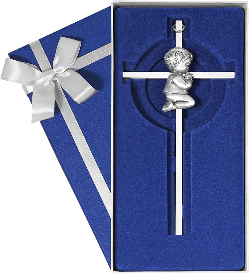 Baptism Gifts: 7-Inch Silver Wall Cross for Boys