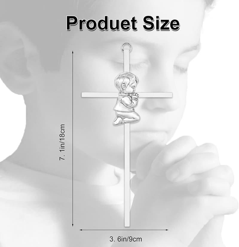 Baptism Gifts: 7-Inch Silver Wall Cross for Boys