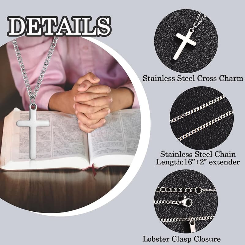 Boys' Cross Necklace for Baptism and Confirmation Gifts