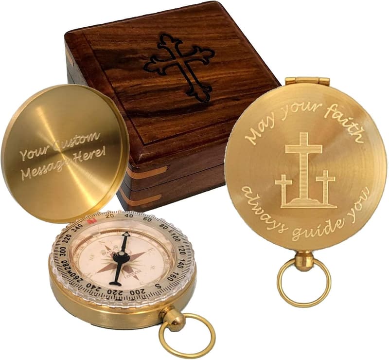 Engraved Compass Gift for Baptism and Confirmation - Christian Men