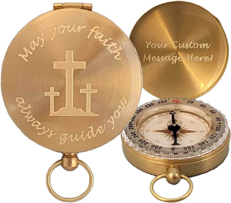 Engraved Compass Gift for Baptism and Confirmation - Christian Men
