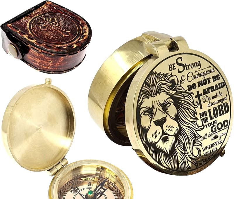 Engraved Brass Compass - Ideal Gift for Baptism or Graduation