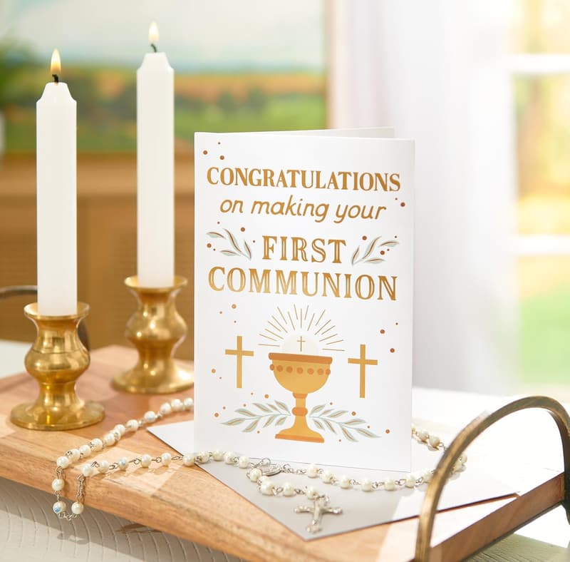 First Communion Card - Grace and Blessings Design