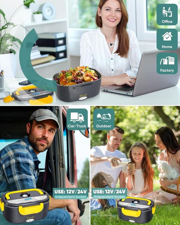 Portable Electric Lunch Box with 1.5L Stainless Steel Container