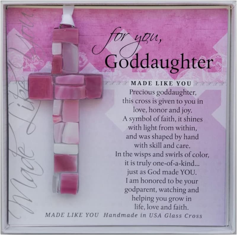 Handmade Glass Cross - Christian Gift for Goddaughter’s Baptism