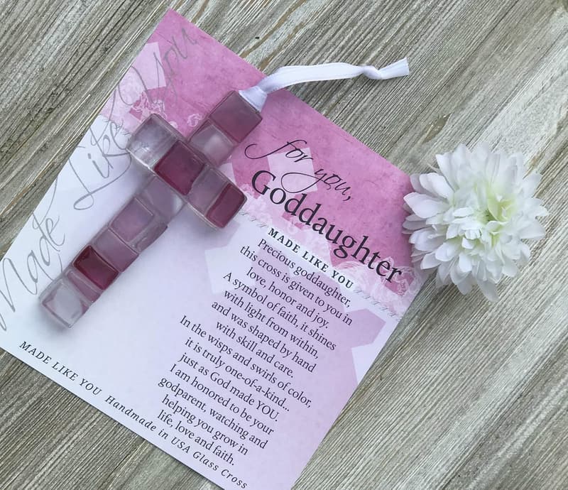 Handmade Glass Cross - Christian Gift for Goddaughter’s Baptism