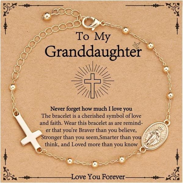 Virgin Mary Cross Bracelet - Religious Jewelry for Girls & Women