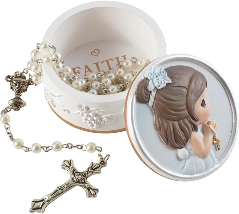 First Communion Rosary Box - Pearl-Look Rosary for Girls