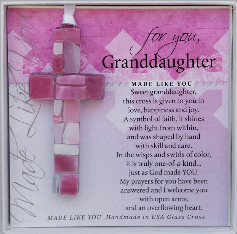 Christian Glass Cross - Handmade Gift for Granddaughter's Baptism