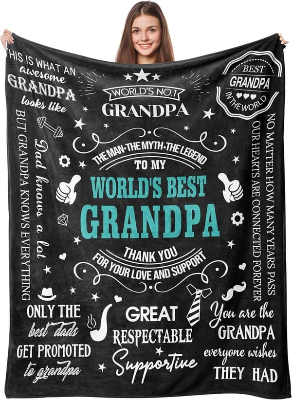Fathers Day Blanket Gift from Grandkids - 50