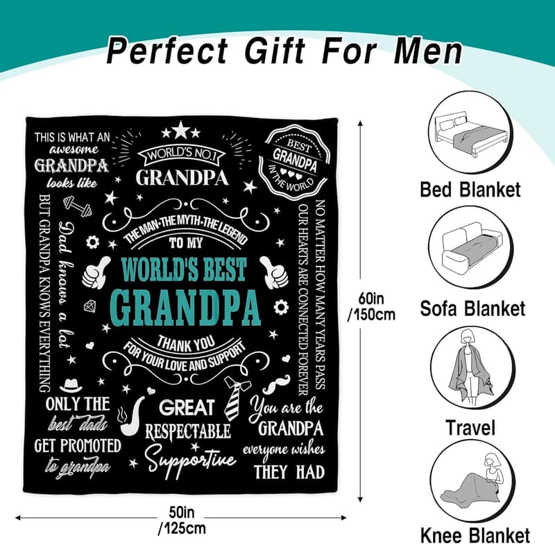 Fathers Day Blanket Gift from Grandkids - 50