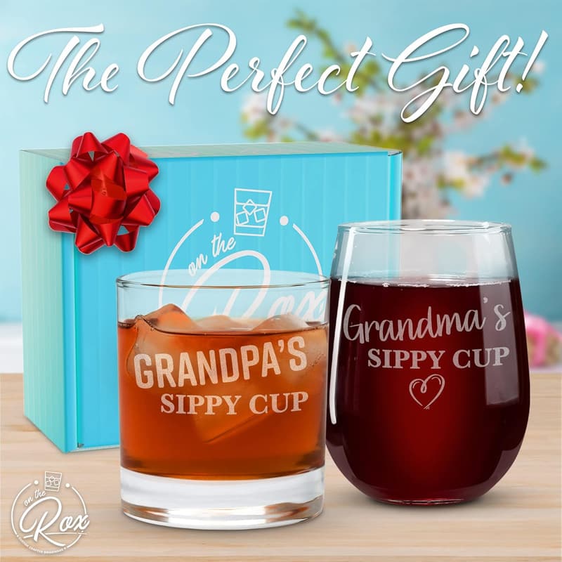 New Grandparents Gift Set - 17oz Grandma & 11oz Grandpa Sippy Cups
