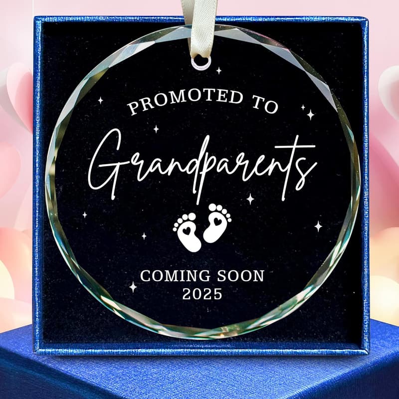 First Time Grandparents Glass Ornament for Baby Announcement