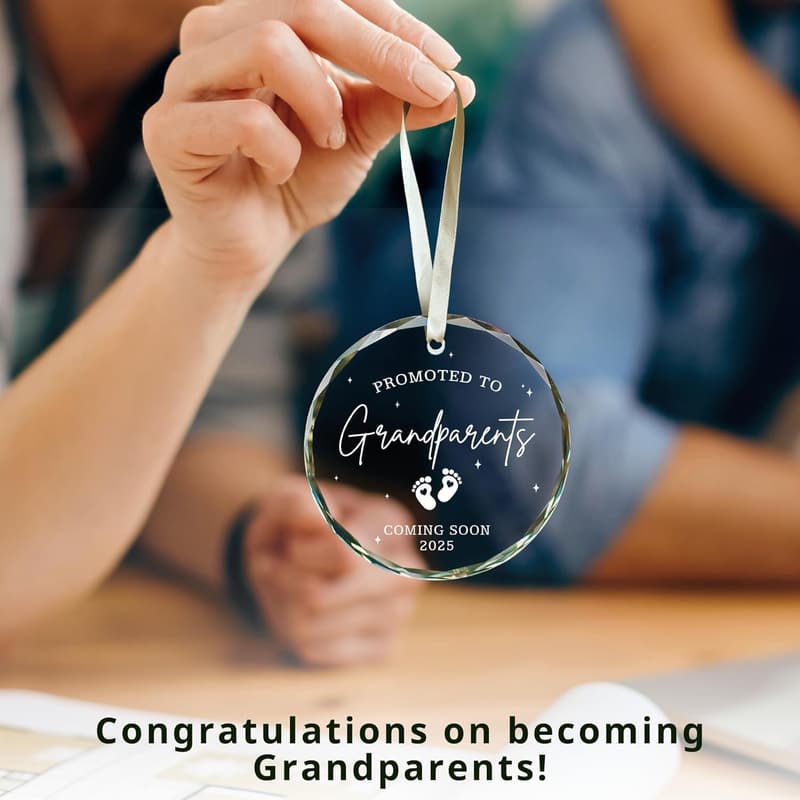 First Time Grandparents Glass Ornament for Baby Announcement