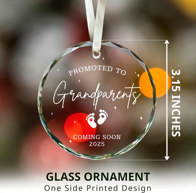 First Time Grandparents Glass Ornament for Baby Announcement
