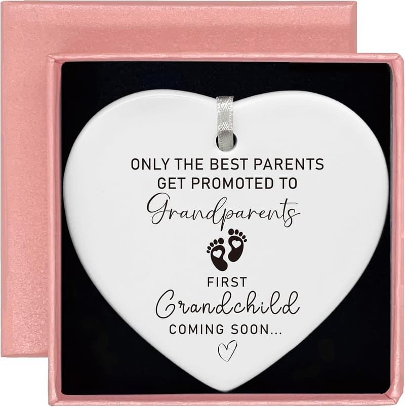 First Time Grandparents Heart Ornament - Pregnancy Announcement Gift