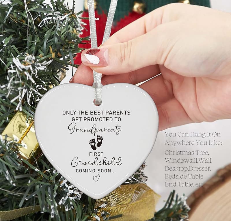 First Time Grandparents Heart Ornament - Pregnancy Announcement Gift