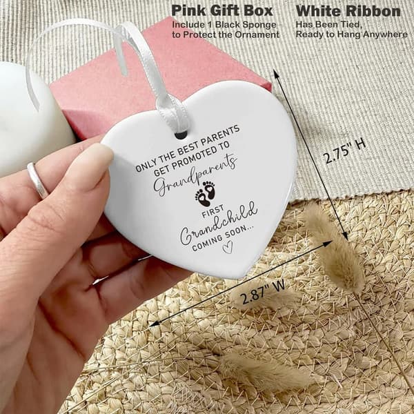 First Time Grandparents Heart Ornament - Pregnancy Announcement Gift