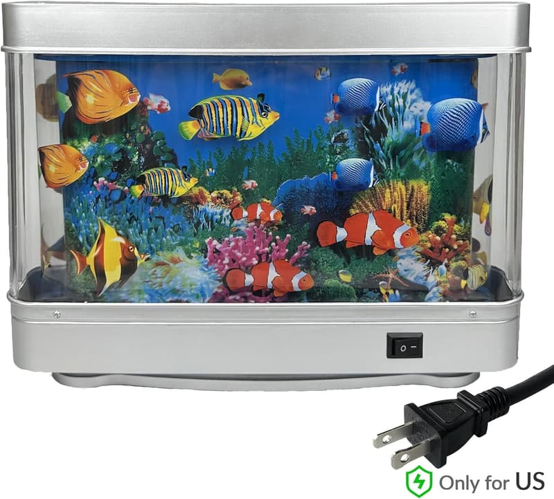 Artificial Mini Aquarium with Moving Fish Night Light for Kids