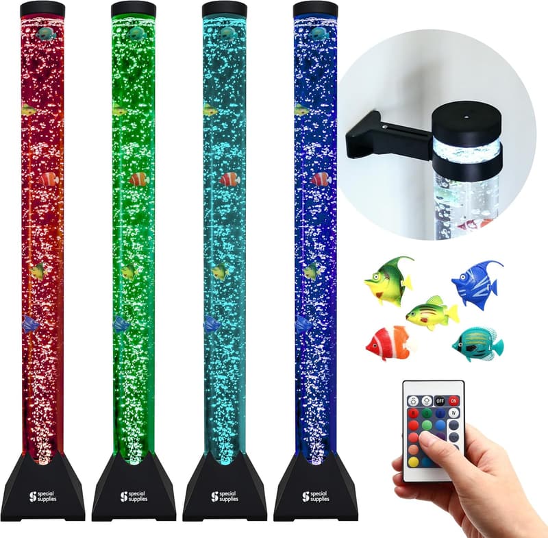 Colorful LED Fish Bubble Light Tube with Remote Control for Kids