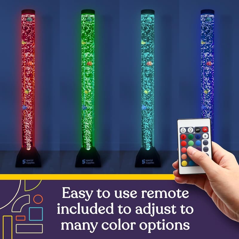 Colorful LED Fish Bubble Light Tube with Remote Control for Kids