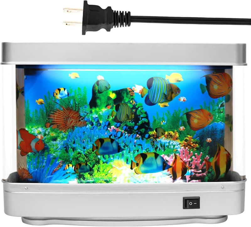 Mini Crib Aquarium Lamp - Moving Fish Night Light for Kids