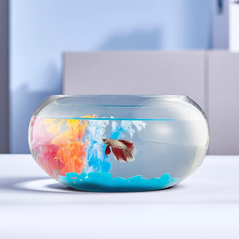 2-Gallon Glass Fish Bowl with Fluorescent Stones & Trees