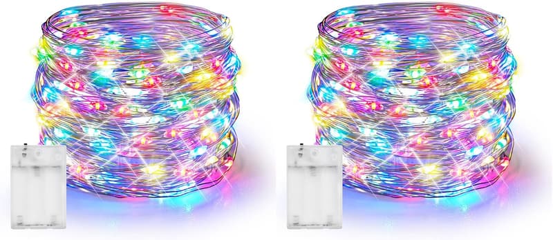 Battery Operated 40FT Multi-Colored LED Fairy Lights - 2 Pack