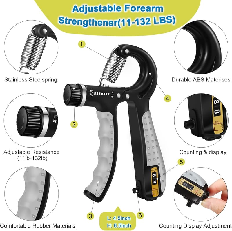 Grip Strength Trainer Kit - 6 Pack for Muscle Building & Recovery