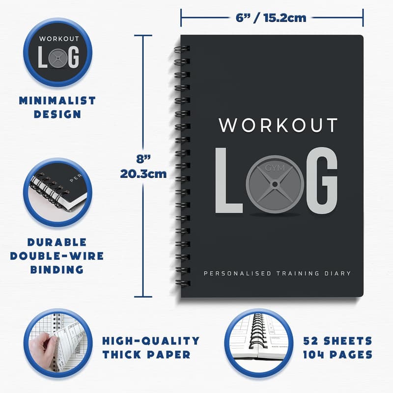 Daily Fitness Planner - A5 Charcoal Gray Workout Log for Men & Women