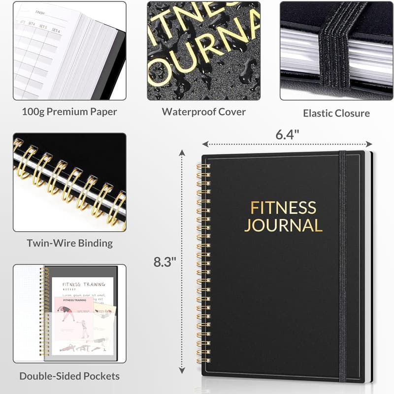 Fitness Journal Workout Planner for Men & Women, A5 Size
