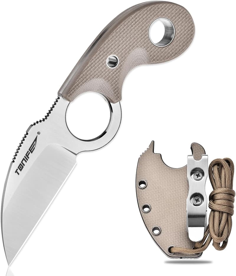 EDC Fixed Blade Knife with Sheath and Lanyard - 2.17