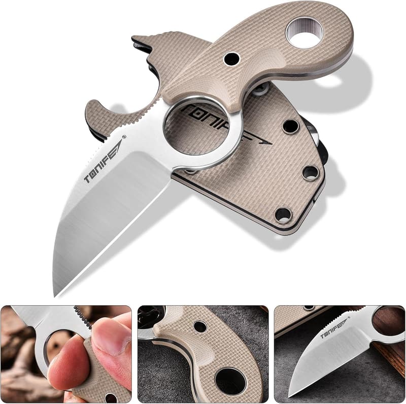EDC Fixed Blade Knife with Sheath and Lanyard - 2.17
