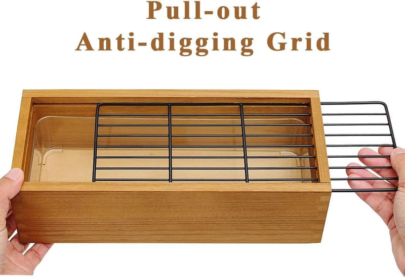 Cat Grass Kit for Indoor Cats - Wooden Planter with Removable Liner