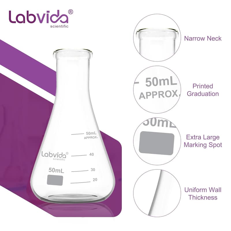 Graduation Shot Glass Set - 4 Narrow Mouth Flask Set, 50ml