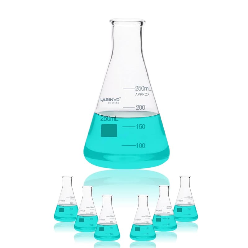 250ML Borosilicate Glass Erlenmeyer Flask Set (6pcs)