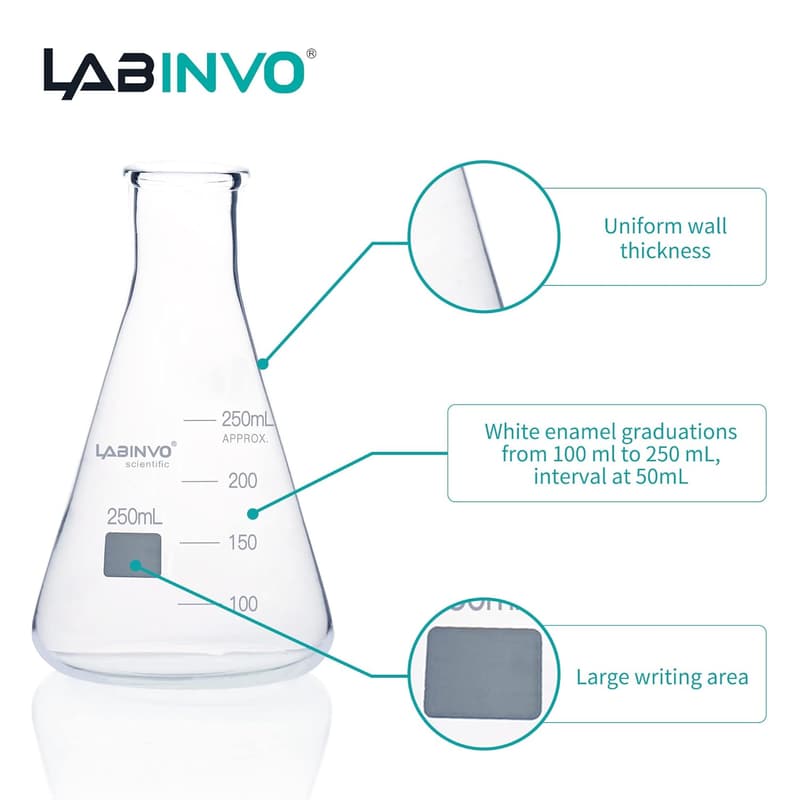 250ML Borosilicate Glass Erlenmeyer Flask Set (6pcs)