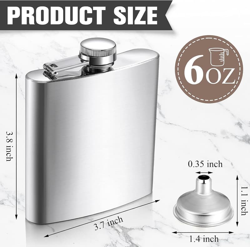 20 Pcs Stainless Steel Hip Flasks with Funnels - Wedding Party Set