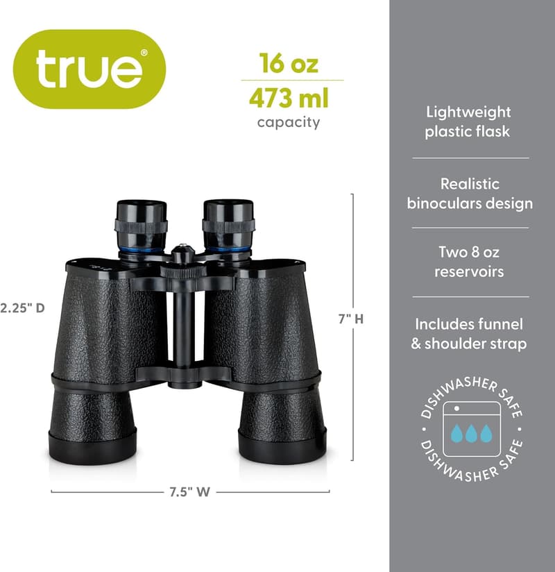 Gameday Binocular Flask - 16 oz Black Hidden Barware
