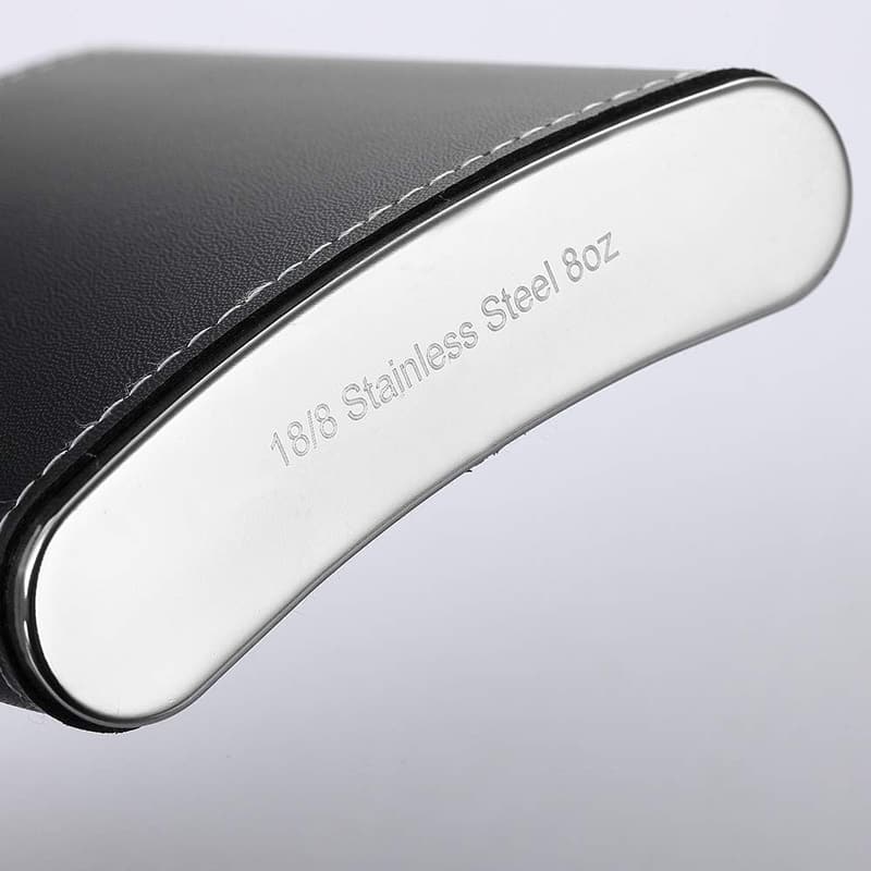 Premium 8 Oz Stainless Steel Hip Flask with Leather Cover