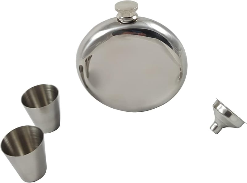 Flask Gift Set with Shot Glasses & Funnel in Black Box