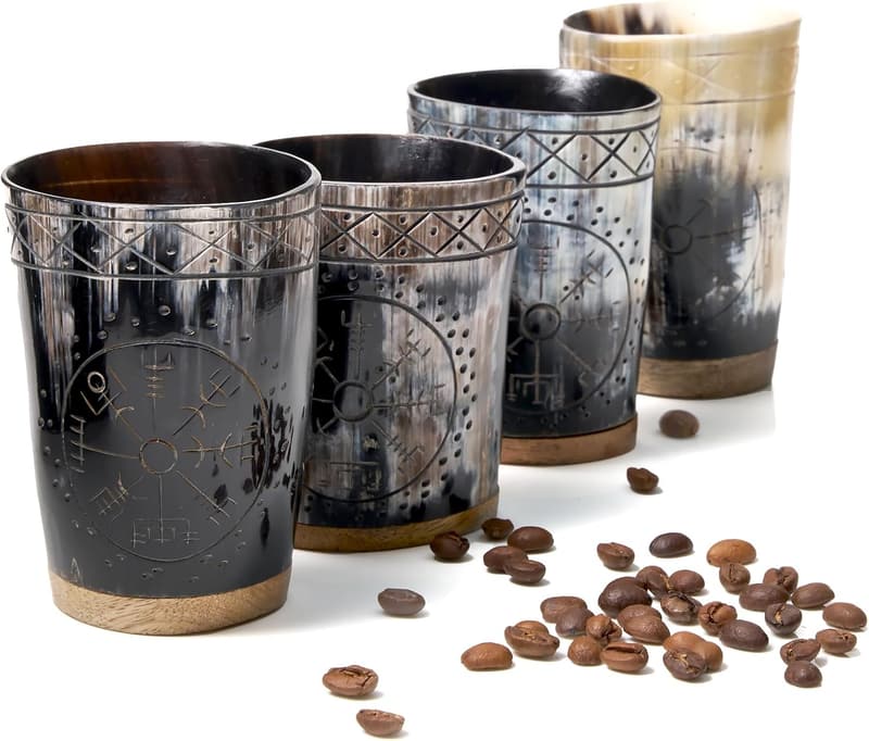 Handcrafted Viking Shot Glass Set of 4 - Unique Engraved Cups